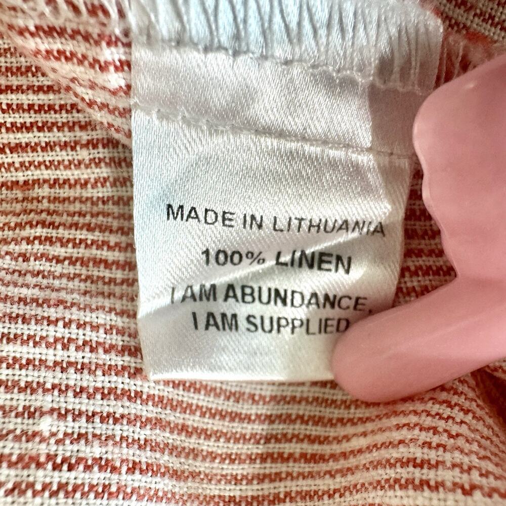 FLAX Womens Medium 100% Linen Red White Stripe Oversized Tunic Top Lithuania - Picture 11 of 12